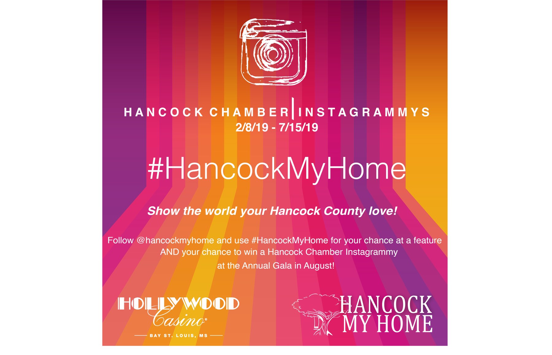 Hancock My Home Instagrammy Awards campaign creative for the Hancock Chamber of Commerce.
