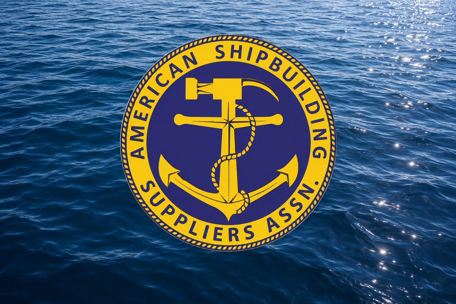 American Shipbuilding Suppliers Association logo over ocean water.