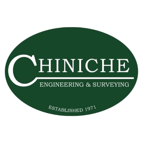 The redesigned Chiniche logo: a dark green oval with the name CHINICHE spelled out in white serif capitals above the words Engineering & Surveying and Established 1971.